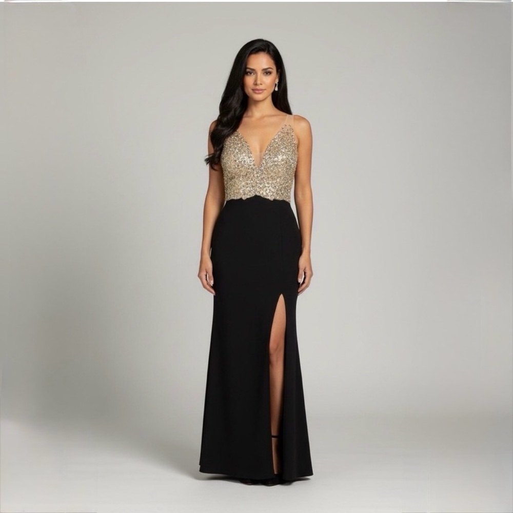 JVN by Jovani Sequin & Crystal Embellished Formal Gown